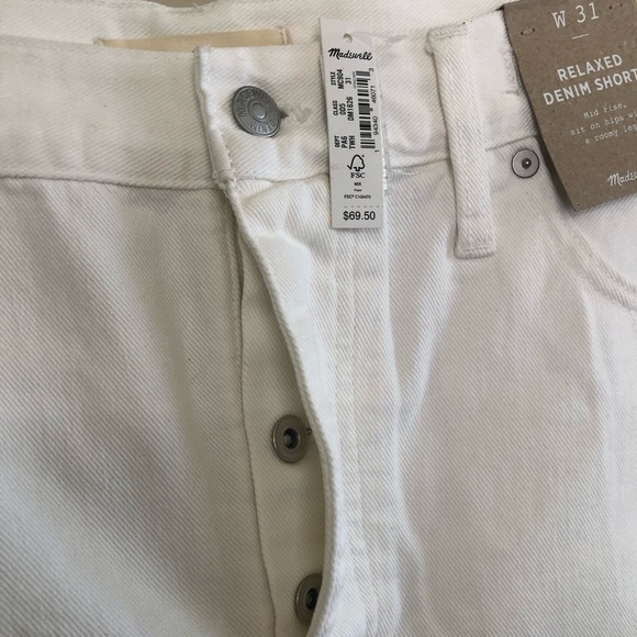 Madewell Relaxed Denim Button Fly Raw Hem Denim Shorts Size 31 - Picture 6 of 14